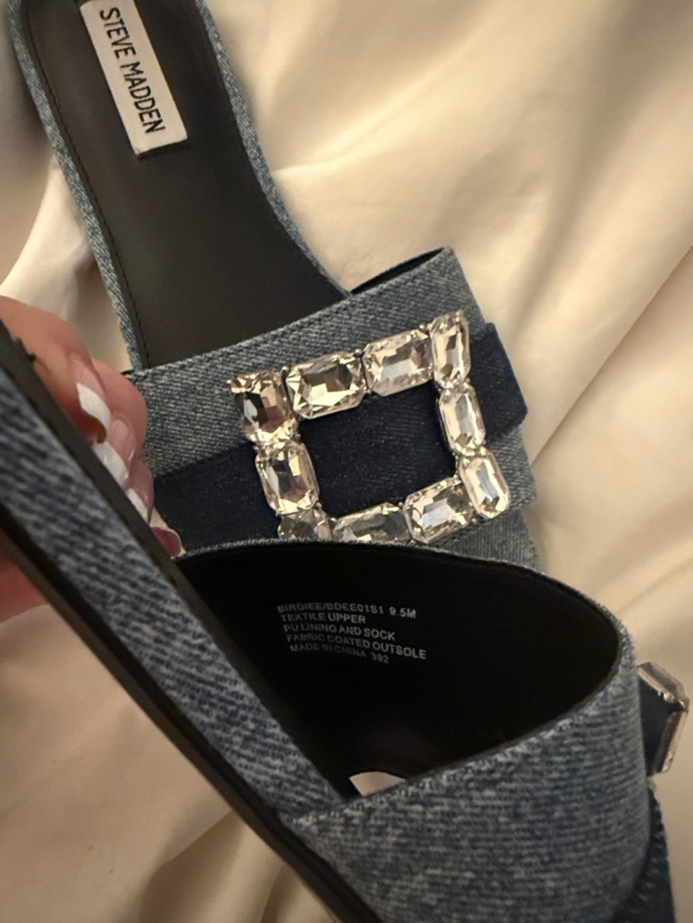Steve Madden Blue Crystal Buckle Sandals Birdiee - Picture 5 of 5